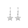 Silver Tone Cross Chain and Star Hoop Earrings with Crystal Accents view 5