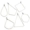 Silver Tone Geometric Wire Earring Drops in Assorted Shapes view 1