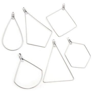 Silver Tone Geometric Wire Earring Drops in Assorted Shapes