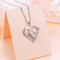 Silver Double Heart Sister Friend Engraved Pendant Necklace view 2