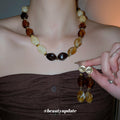 Acrylic Amber Cream Bead Necklace Bracelet Drop Earrings view 4