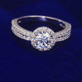 Round Halo Clear Stone Split Shank Ring Sizes 6-10 view 4