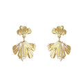 Gold Ginkgo Leaf Drop Earrings Clear CZ Stud Clip Styles view 5