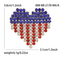 Red White and Blue Striped Crystal Heart Brooch in Three Layouts view 7