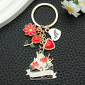 Red Flower Envelope Mother's Day Metal Keychain Charm view 2