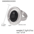 Black Agate Oval Toggle Pendant Necklace Matching Open Ring view 7