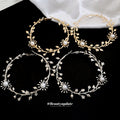 Large Floral Vine Hoop Earrings in Delicate Gold and Silver Tones view 2