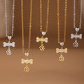 Zircon Bone Paw Print Necklace Bracelet Gold Steel Chain view 2