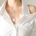 Double Layer Round Disc Pendant Necklace Sun Landscape view 8
