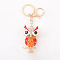 Red Enamel Owl Keychain Orange Beads Gold Branch Charm view 5