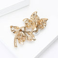 Pearl Leaf Brooch Rhinestone Veined Leaves Accent Pin view 4