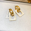 Geometric Resin Link Drop Earrings in Cream and Brown view 6