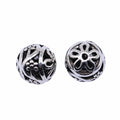 Antique Silver Openwork Floral Round Metal Bead for Jewelry Making view 3
