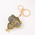 Antique Bronze Owl Keychain Rhinestone Blue Eye Charm view 3