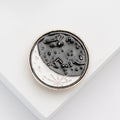 Black Celestial Round Brooch Pin with Gold Tone Rim view 2