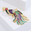 Long Tail Peacock Brooch in Two Multicolor Enamel Palettes view 4