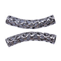Openwork Curved Bracelet Tube Connector in Antique Silver Tone view 4