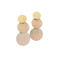 Brushed Triple Disc Drop Earrings In Gold And Silver Tones view 5