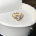 Heart Crystal Halo Open Adjustable Rings Four Color Styles view 6