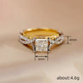 Two-Tone Princess Cut Clear Stone Twisted Band Ring Sizes 6-10 view 4
