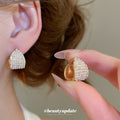 Crystal And Pearl Huggie Hoop Earrings Statement Jewelry view 1