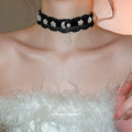 Black and White Lace Choker Necklace with Cross Pendant view 3