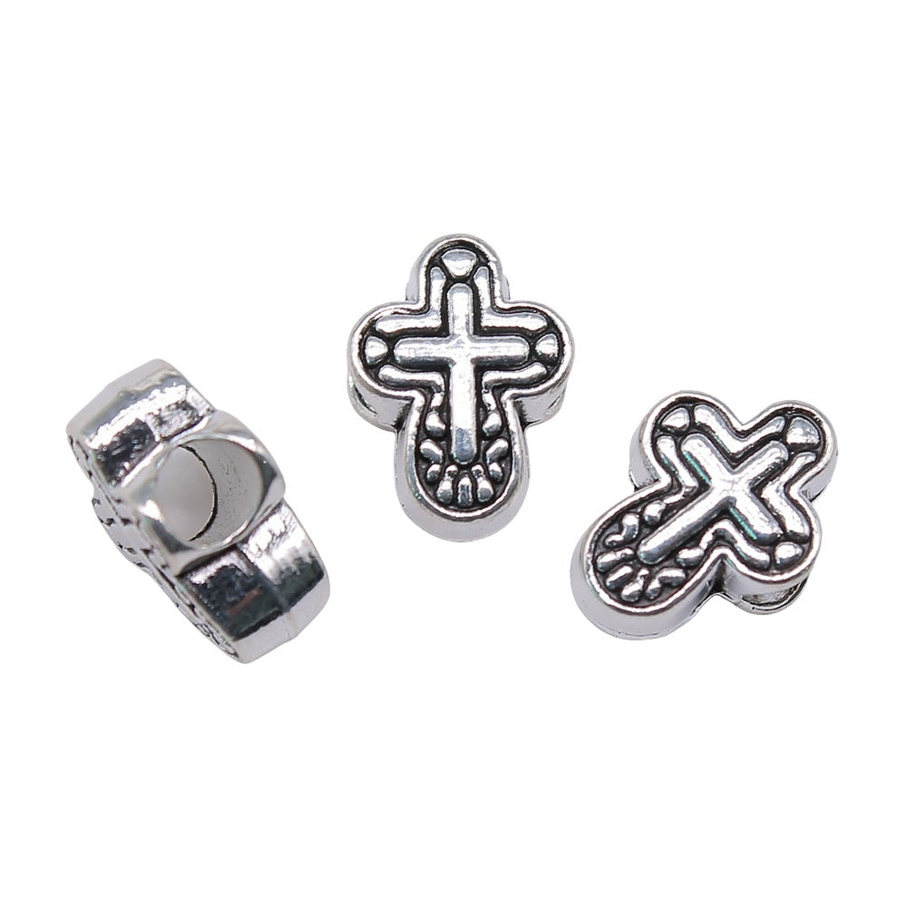 14x11x7mm 2.6g Antique Zinc Alloy Cross Large Hole Beads for Bracelet Necklace DIY Jewelry Making