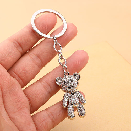 Cute Bear Alloy Rhinestone Keychain Gift Bag Charm Accessory
