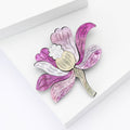 Acrylic Lotus Flower Brooch Purple Glitter Petals Stem Pin view 3