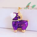 Ram Shaped Metal Keychain With Clear Stone Collar, Five Variants view 3