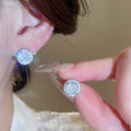 Pearl Drop Clip Earrings and Crystal Square Stud Earrings view 4