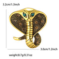 Rhinestone Cobra Snake Brooch Green Eyes Silver Gold Pin view 7