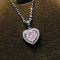Heart-Shaped Double-Halo Pendant Necklace In Three Colors view 5