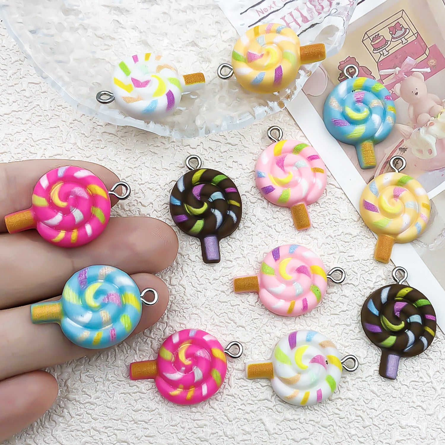 Resin 3D Lollipop charm pendant for DIY necklace bracelet bag phone charm making