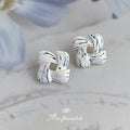 Blue White Porcelain Flower Triangle Geometric Butterfly Studs view 8
