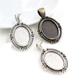Scroll Edge Oval Pendant Cabochon Settings in Two Finishes view 5