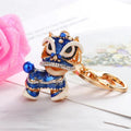 Chinese Lion Dance Keychain Enamel Rhinestone Bag Charm view 3