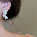 White Flower Pearl Cluster Stud Earrings Fashion Jewelry Accessory view 3