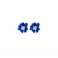 Red Layered Flower Crystal Look Center Small Stud Earrings view 5
