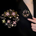 Olive Branch Wreath Crystal Metal Brooch Pin for Jackets and Lapels view 5