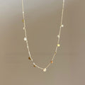 Turquoise Gold Star Moon Layered Disc Charm Necklace view 6