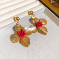 Colorful Metal Flower Drop Stud Earrings Fashion Jewelry view 8