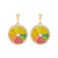 Colorful Lemon Slice Hoop and Stud Dangle Earrings view 5