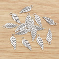 Slender Engraved Leaf Charms in Antique Silver for Jewelry Making view 3