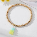 Gold Tone Beaded Gummy Bear Mushroom Cat and Cow Charm Bracelets view 5