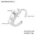 Open Adjustable Ring Three Imitation Pearls Gold Steel view 7