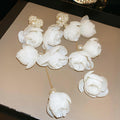 Layered Flower Drop Earrings In White Yellow And Blue view 7