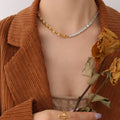 S-Link Chain Baguette Zircon Necklace And Bracelet Set view 4