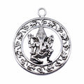 Elephant-Head Deity Round Openwork Antique Silver Pendant view 3