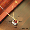 Gold Tone Red Stone Ornate Pendant Necklace with Polished Finish view 5
